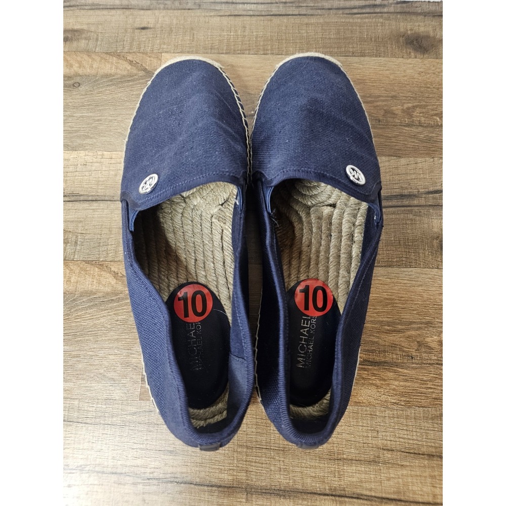 Michael Kors Espadrille Hastings Canvas Slip On Shoes Women's Size 10 Navy - Picture 5 of 8